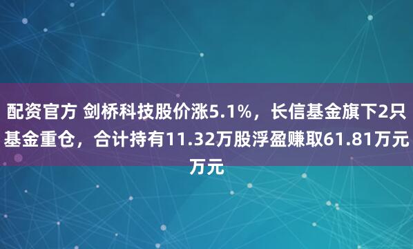 配资官方 剑桥科技股价涨5.1%，长信基金旗下2只基金重仓，合计持有11.32万股浮盈赚取61.81万元